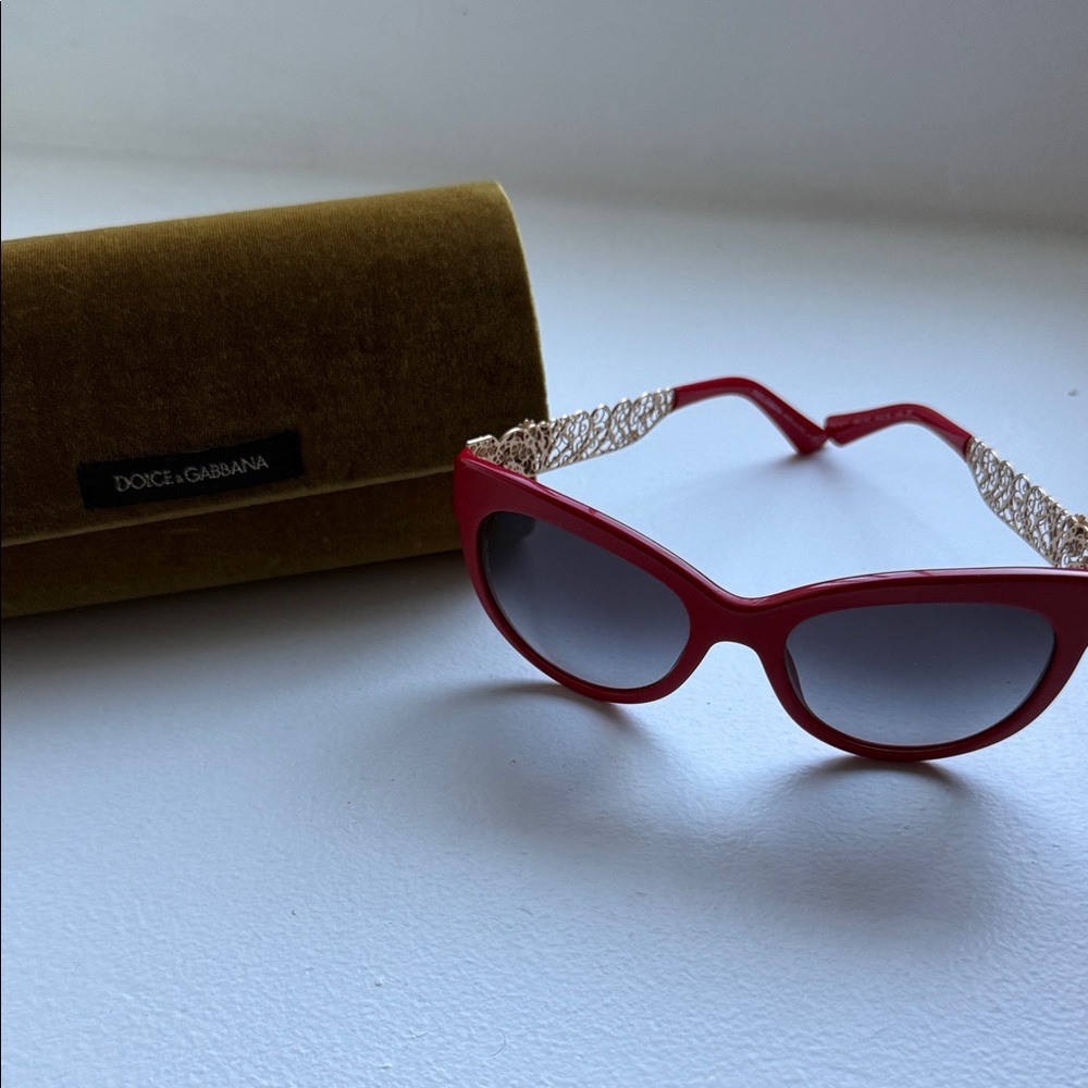 Dolce & Gabbana Red Sunglasses with Gold Accents